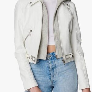 Blank NYC Women's White Faux Leather Jacket, medium